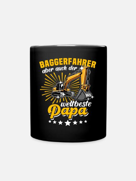 Baggerfahrer Papa - Tasse einfarbig - Schwarz