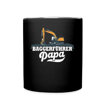 Baggerfahrer Papa - Tasse einfarbig - Schwarz - Vorne