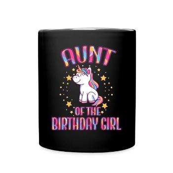 Aunt Of the Birthday Girl Unicorn Family Party - Full Colour Mug - black - Front