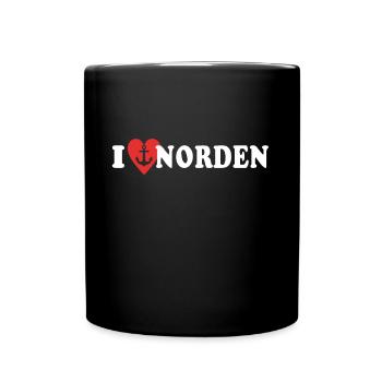 I Love Norden Ich Liebe Norden - Tasse einfarbig - Schwarz - Vorne
