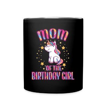 Maman de la fête de famille Licorne fille d’anniversaire - Mug uni - noir - Devant