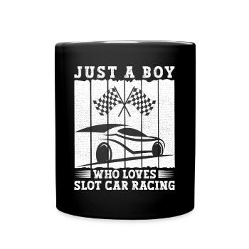 Slotrace juste un garçon qui aime le cadeau de course de voiture de circuit - Mug uni - noir - Devant