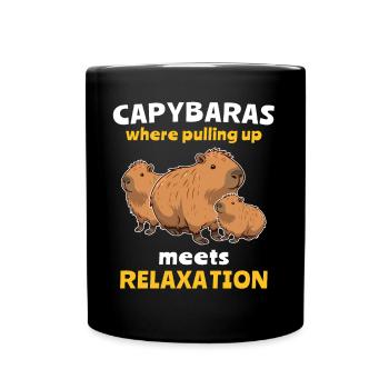 Lustige Capybara Sprüche - Tasse einfarbig - Schwarz - Vorne