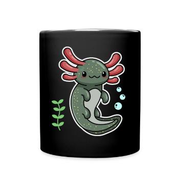 Enigma Axolotl Design für Axolotl-Liebhaber - Tasse einfarbig - Schwarz - Vorne