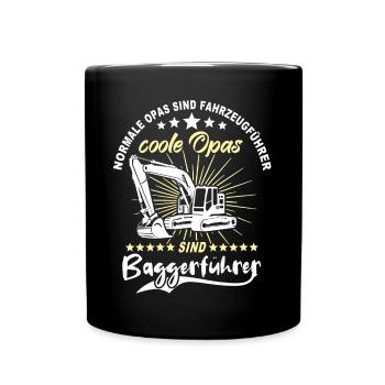 Opa Baggerfahrer - Tasse einfarbig - Schwarz - Vorne
