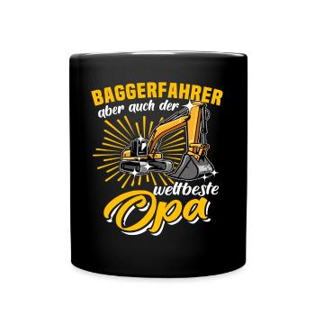 Opa Baggerfahrer - Tasse einfarbig - Schwarz - Vorne