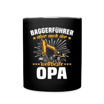 Opa Baggerfahrer - Tasse einfarbig - Schwarz - Vorne