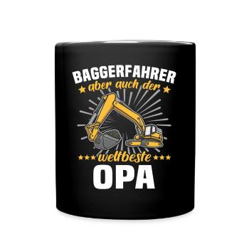 Opa Baggerfahrer - Tasse einfarbig - Schwarz - Vorne