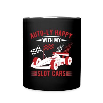 Auto-Ly Happy With My Slot Cars Slotrace Gift - Tasse einfarbig - Schwarz - Vorne
