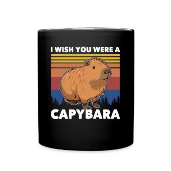 Lustige Capybara Sprüche - Tasse einfarbig - Schwarz - Vorne
