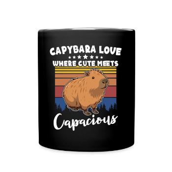 Lustige Capybara Sprüche - Tasse einfarbig - Schwarz - Vorne