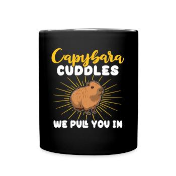 Lustige Capybara Sprüche - Tasse einfarbig - Schwarz - Vorne