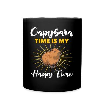 Lustige Capybara Sprüche - Tasse einfarbig - Schwarz - Vorne
