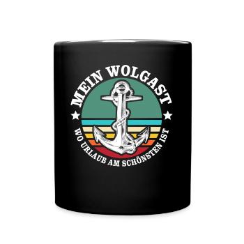 Wolgast Urlaub - Tasse einfarbig - Schwarz - Vorne