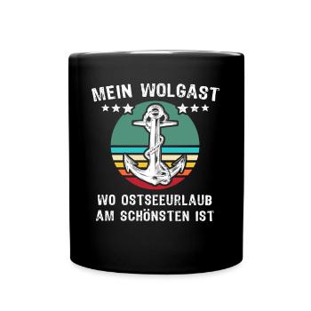 Wolgast Urlaub - Tasse einfarbig - Schwarz - Vorne
