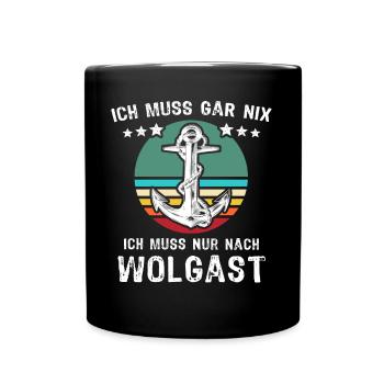 Wolgast Urlaub - Tasse einfarbig - Schwarz - Vorne
