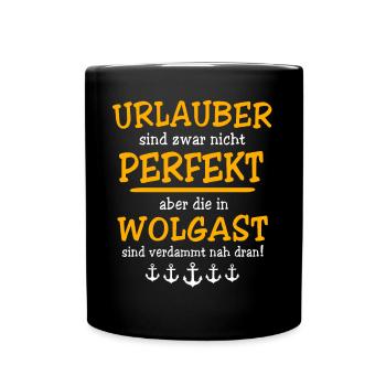 Wolgast Urlaub Sprüche - Tasse einfarbig - Schwarz - Vorne