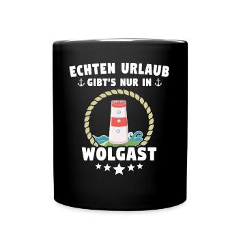 Wolgast Urlaub Souvenir - Tasse einfarbig - Schwarz - Vorne