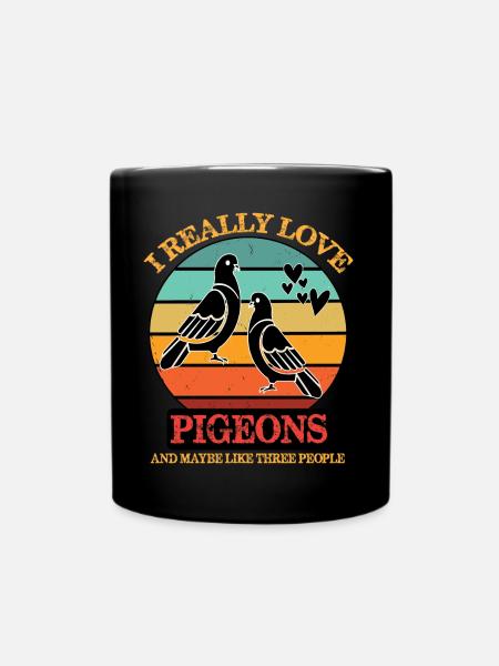 Really Love Pigeons Retro-Design für Taubenfans - Tasse einfarbig - Schwarz