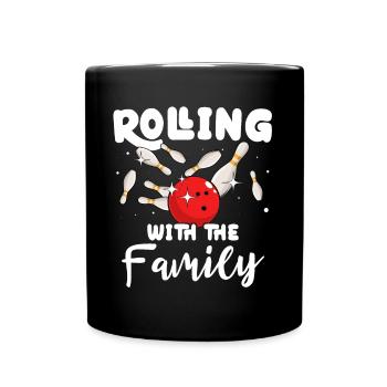 Bowlingspieler Familie Familienbowling - Tasse einfarbig - Schwarz - Vorne