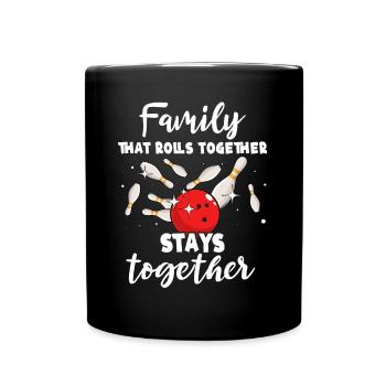 Bowlingspieler Familie Familienbowling - Tasse einfarbig - Schwarz - Vorne
