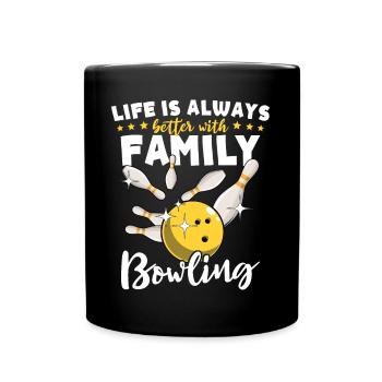 Bowlingspieler Familie Familienbowling - Tasse einfarbig - Schwarz - Vorne