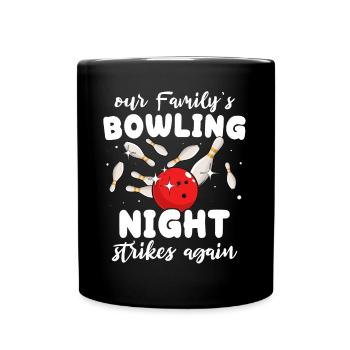 Bowlingspieler Familie Familienbowling - Tasse einfarbig - Schwarz - Vorne