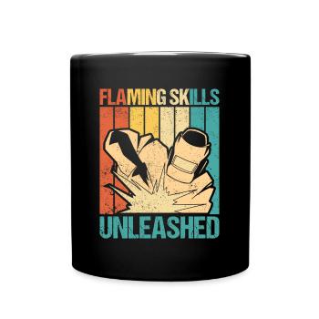 Flaming Skills Unleashed Schweißen Retro Handwerk - Tasse einfarbig - Schwarz - Vorne
