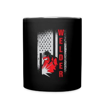 Welder USA Flag Patriot Welding - Full Colour Mug - black - Front