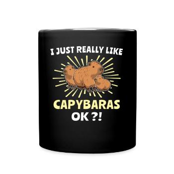 Capybara Wasserschwein - Tasse einfarbig - Schwarz - Vorne