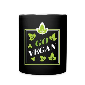 Go Vegan Design for Proud Vegans - Full Colour Mug - black - Front