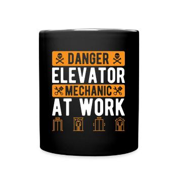 Funny Elevator Inspector Danger Elevator Mechanic - Full Colour Mug - black - Front