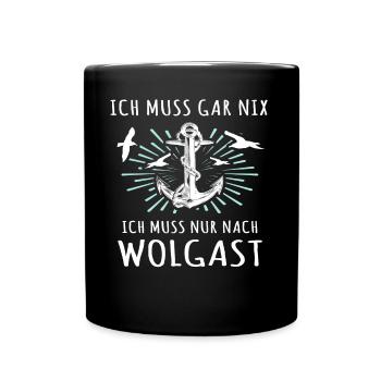 Wolgast Sprüche - Tasse einfarbig - Schwarz - Vorne