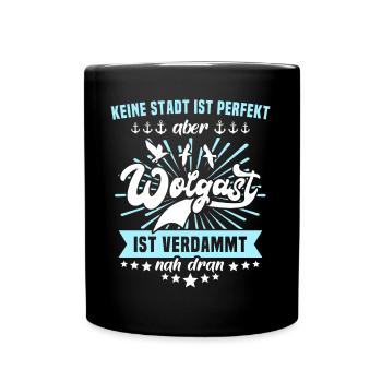 Wolgast Sprüche - Tasse einfarbig - Schwarz - Vorne