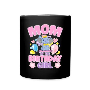 Maman de la fête de famille d’éléphant de fille d’anniversaire - Mug uni - noir - Devant