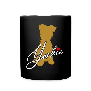 Yorkie Silhouette Yorkshire Terrier with Heart - Full Colour Mug - black - Front
