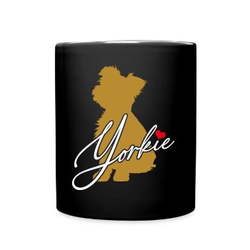 Yorkie Silhouette Yorkshire Terrier with Heart - Full Colour Mug - black - Front