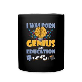 Je suis né génie - Mug uni - noir - Devant