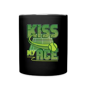 Tennis Lover, Kiss My Ass, Funny Tennis - Full Colour Mug - black - Front