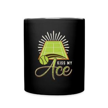 Tennis Lover, Kiss My Ass, Funny Tennis - Full Colour Mug - black - Front