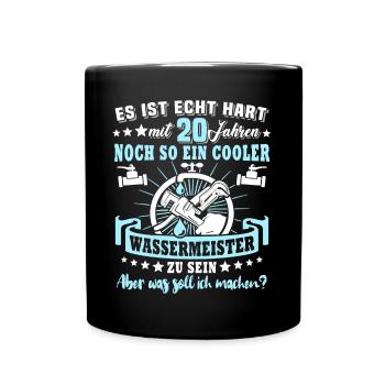 Wassermeister 20. Geburtstag 20 Jahre Wasser - Tasse einfarbig - Schwarz - Vorne