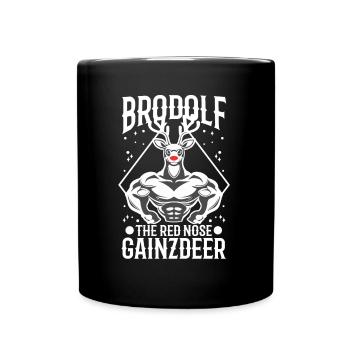 Brodolf The Red Nose Gainzdeer - Full Colour Mug - black - Front