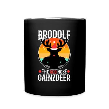 Brodolf The Red Nose Gainzdeer - Full Colour Mug - black - Front