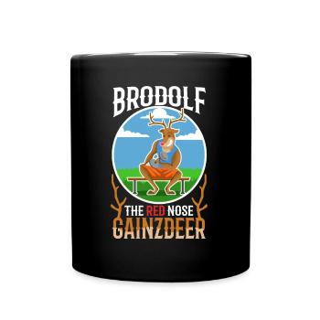 Brodolf The Red Nose Gainzdeer - Full Colour Mug - black - Front