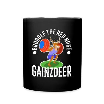 Brodolf The Red Nose Gainzdeer - Full Colour Mug - black - Front