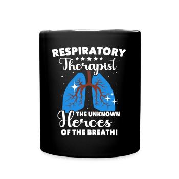 Respiratory Therapist Lung Breathing - Full Colour Mug - black - Front