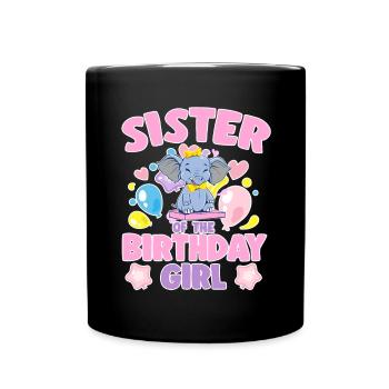 Soeur de la fête de famille éléphant fille d’anniversaire - Mug uni - noir - Devant