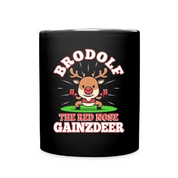 Brodolf The Red Nose Gainzdeer - Full Colour Mug - black - Front
