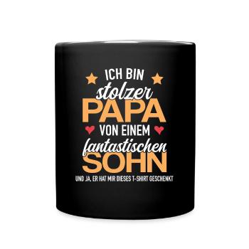 Stolzer Papa Fantastischen Sohn Vaterschaft Kinder - Tasse einfarbig - Schwarz - Vorne