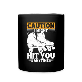 Roller Derby Girl Caution Patins à roulettes - Mug uni - noir - Devant